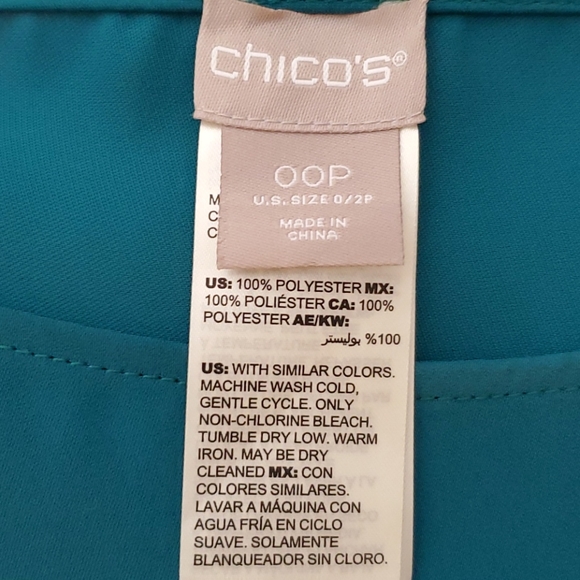 Chico's Teal Asymmetrical Top NWOT! - Picture 10 of 10